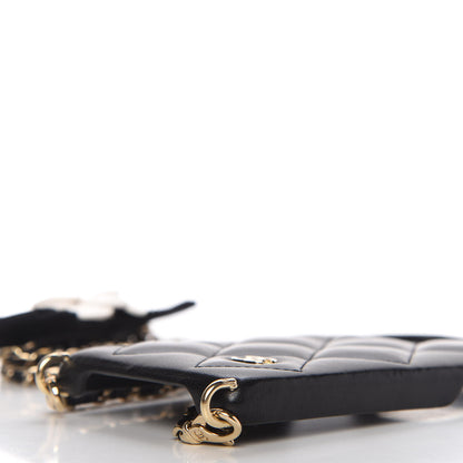 Chanel Lambskin Quilted Camellia Bow iPhone XII Pro Holder With Chain Black 6 of 10