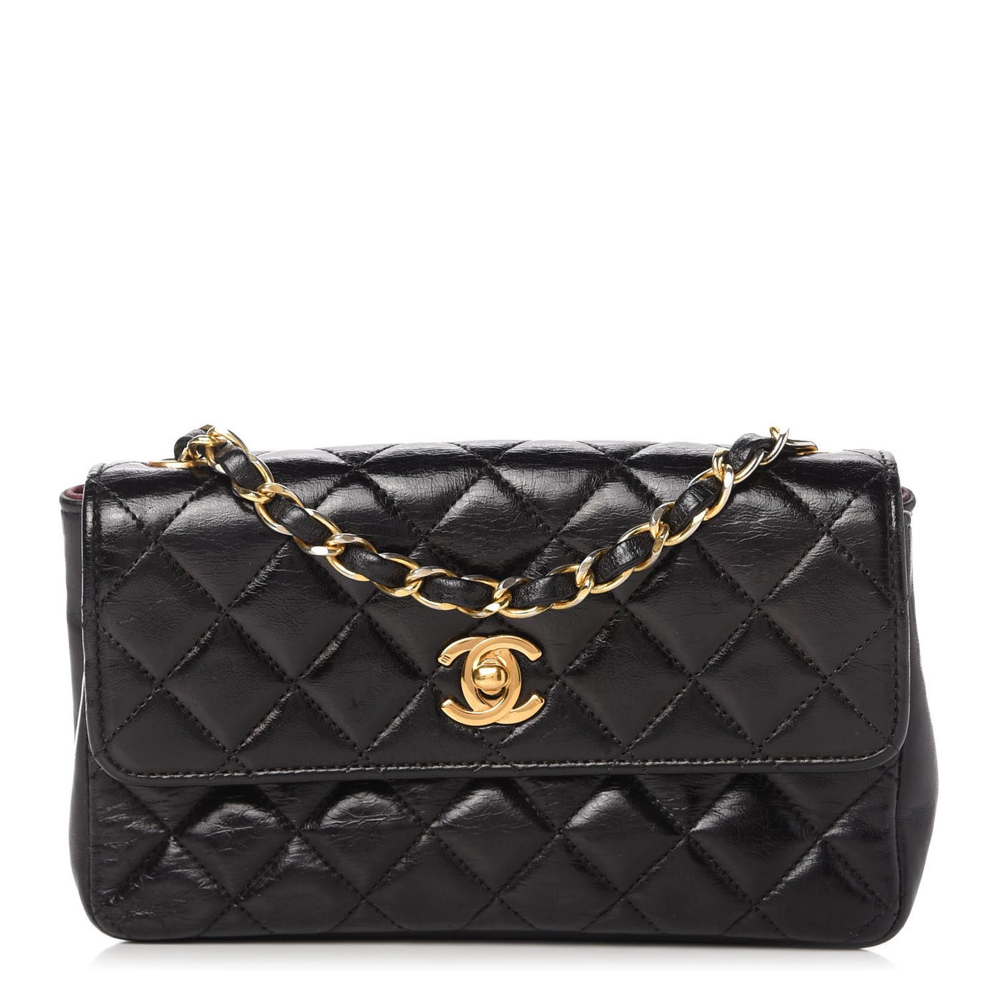 Lambskin Quilted Mini Rectangular Flap Bag Black