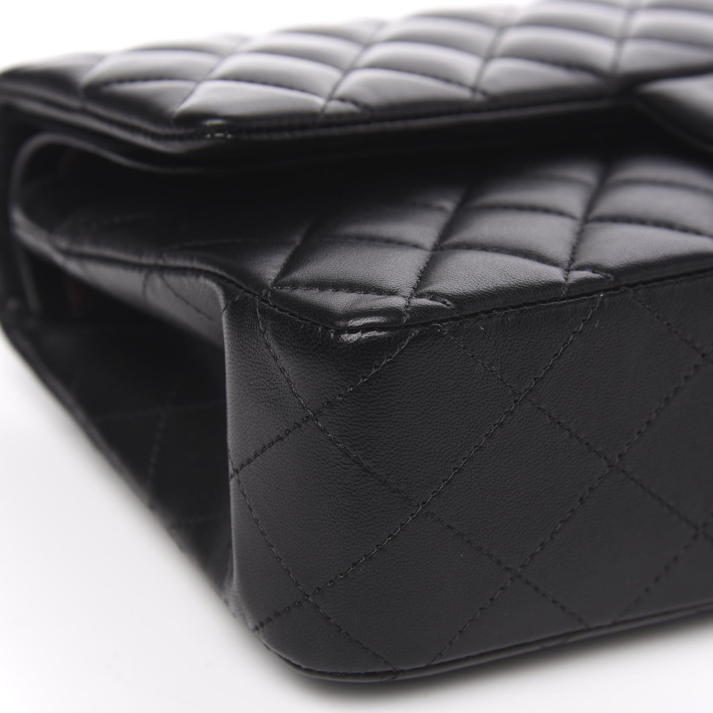 Lambskin Quilted Medium Double Flap Black