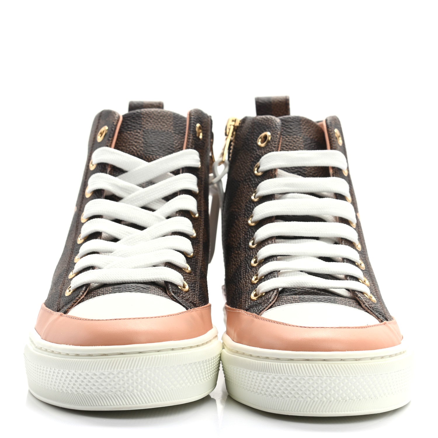 Louis Vuitton Damier Ebene Stellar High Top Sneakers 35 Venus Pink 2 of 7