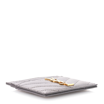 Saint Laurent Grain De Poudre Matelasse Chevron Monogram Credit Card Case Fog 4 of 8