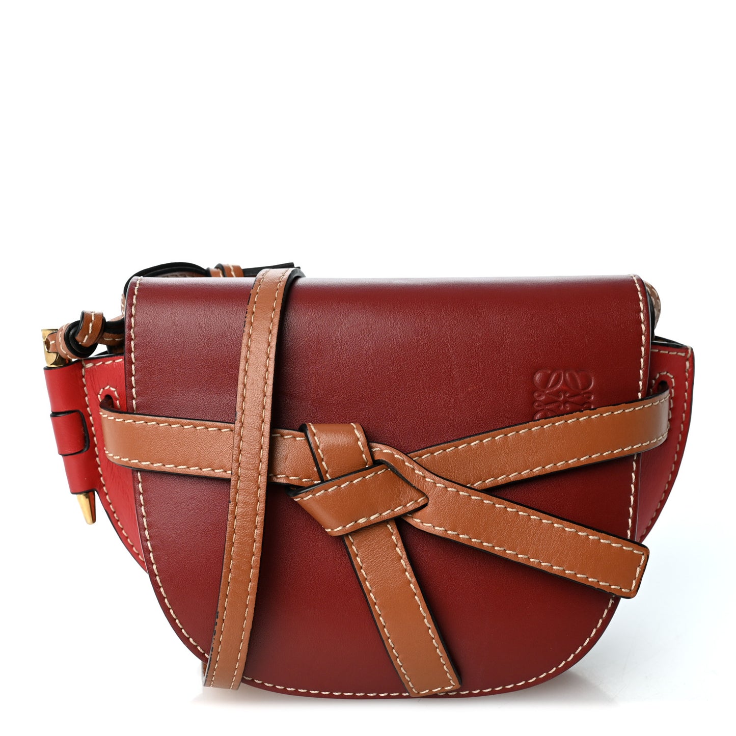 Calfskin Mini Gate Crossbody Bag Garnet Pomodoro