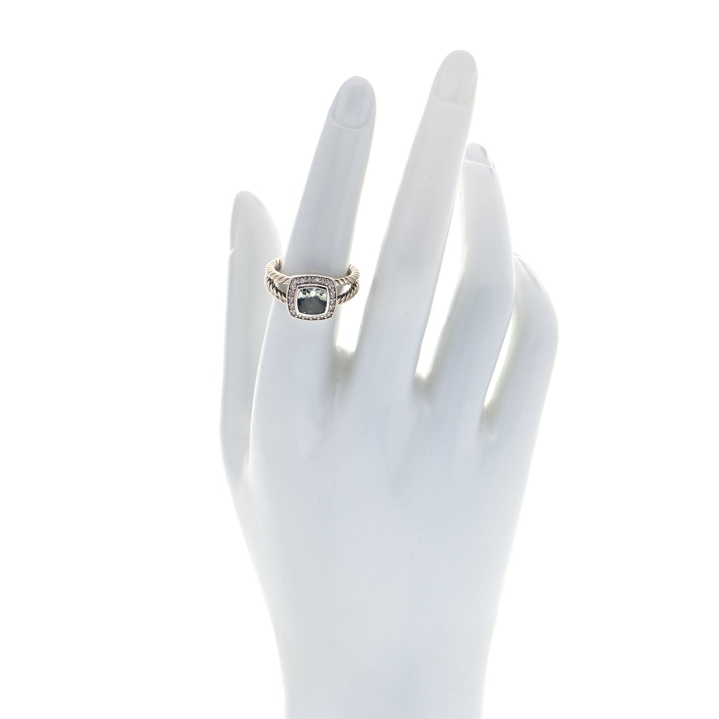 Sterling Silver Diamond Prasiolite 7mm Petite Albion Ring 54 7