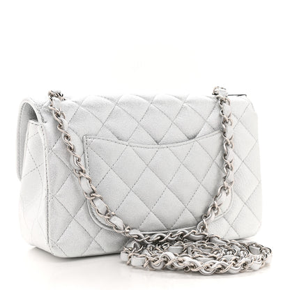Chanel Metallic Lambskin Quilted Mini Rectangular Flap Silver 3 of 9