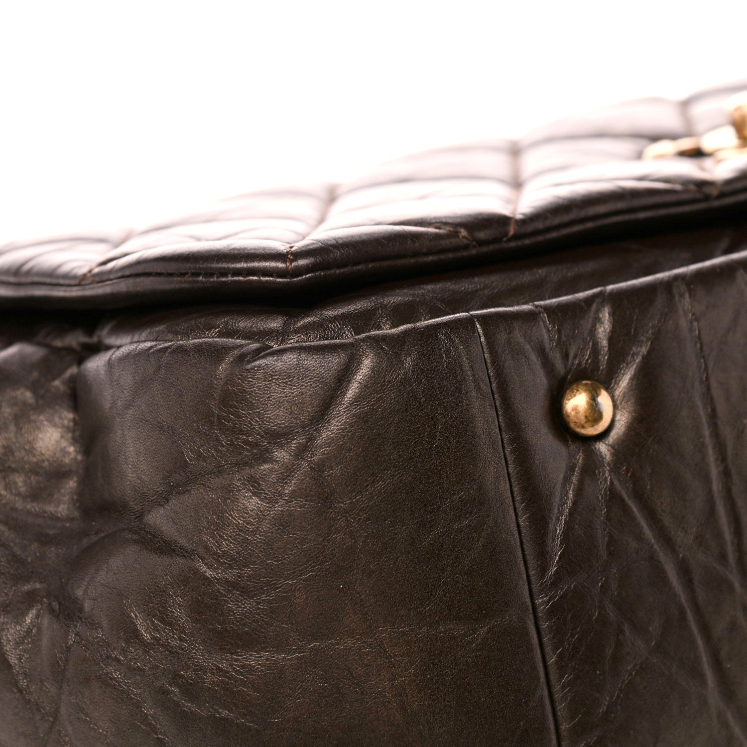 Chanel Aged Calfskin Quilted Large Pondichery Flap Dark Brown 10 of 16