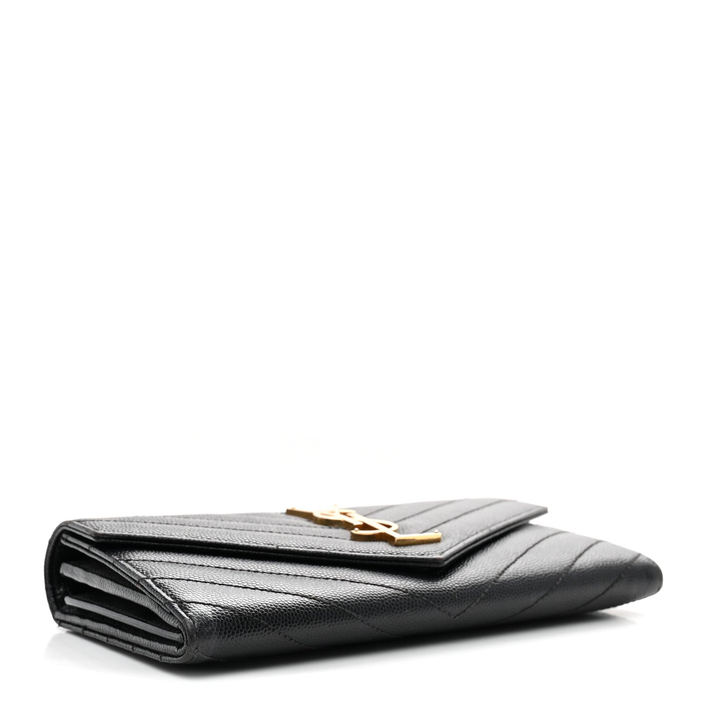 Grain De Poudre Matelasse Chevron Monogram Flap Wallet Black