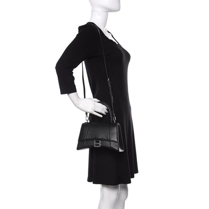 Balenciaga Grained Calfskin Small Hourglass Top Handle Bag Black 2 of 9