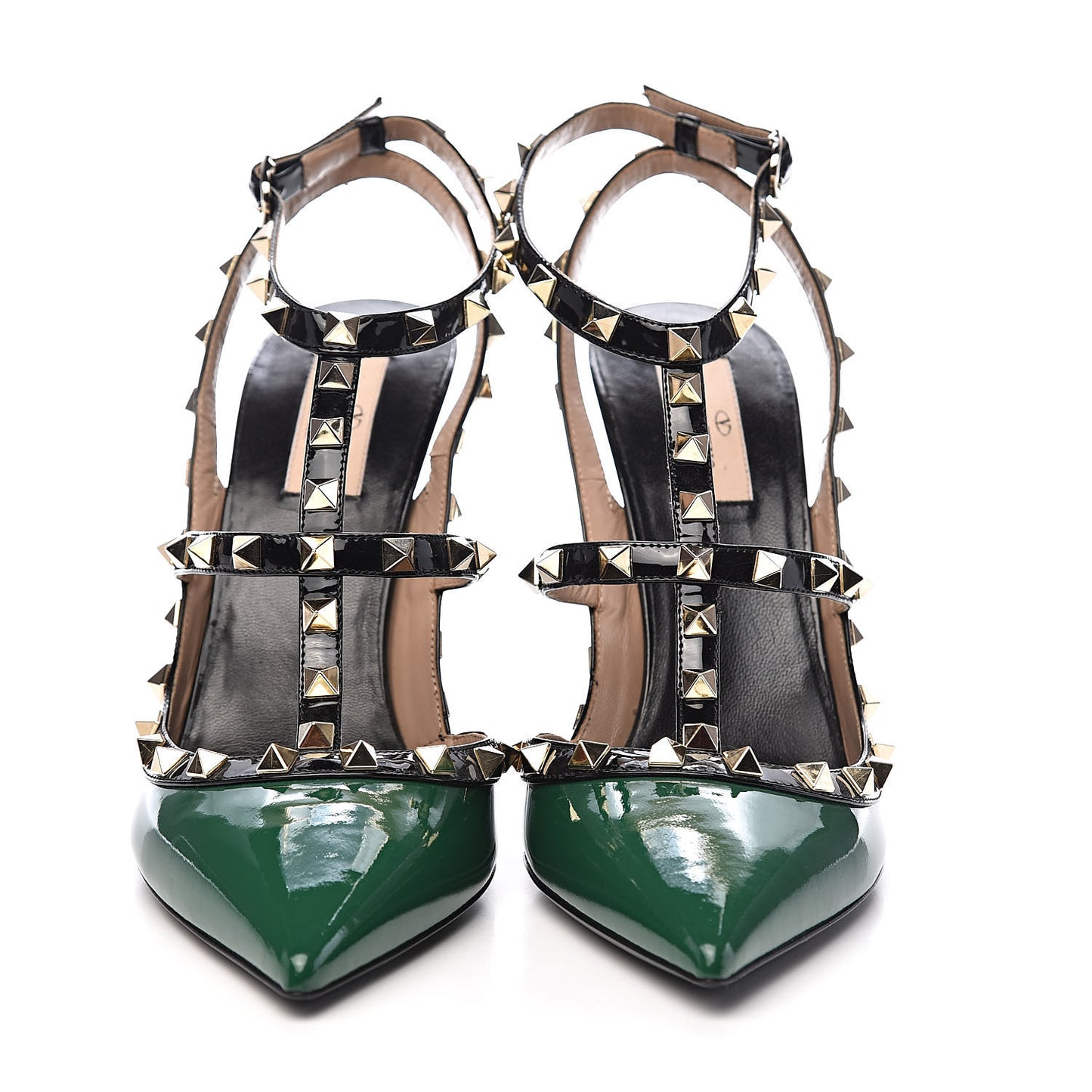 Patent Rockstud Ankle Strap 100mm Pumps 41 Smeraldo Black