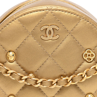 Chanel Metallic Lambskin Quilted Egyptian Amulet Round Clutch With Chain Gold 8 of 10
