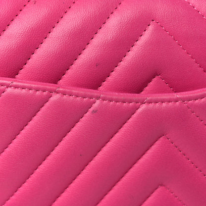 Chanel Lambskin Chevron Quilted Medium Double Flap Pink 19 of 22