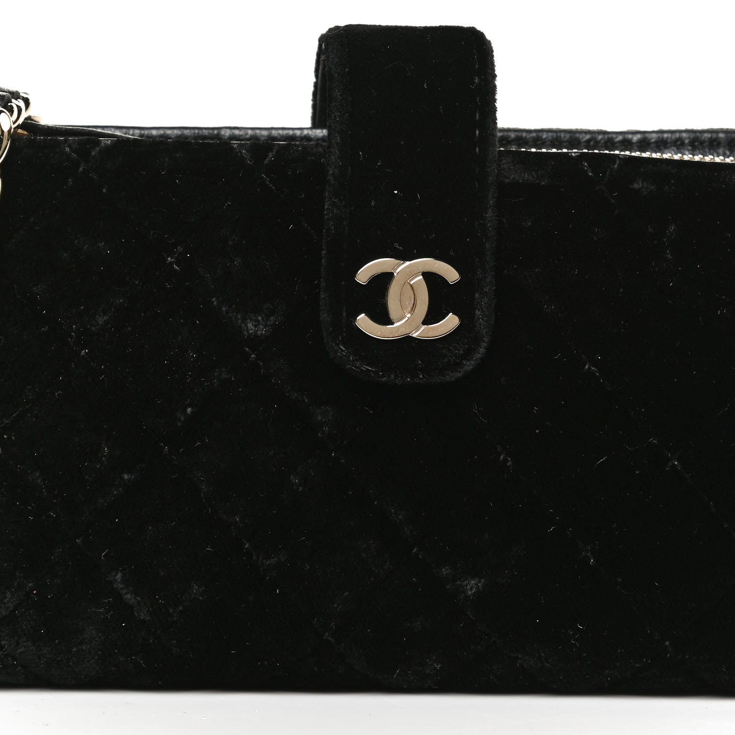 Chanel Velvet Quilted Small Clutch With Chain Black 9 of 13