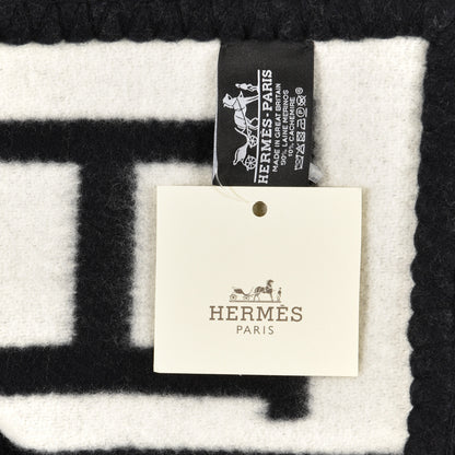 Hermes Wool Cashmere Avalon III Blanket Ecru Black 3 of 3