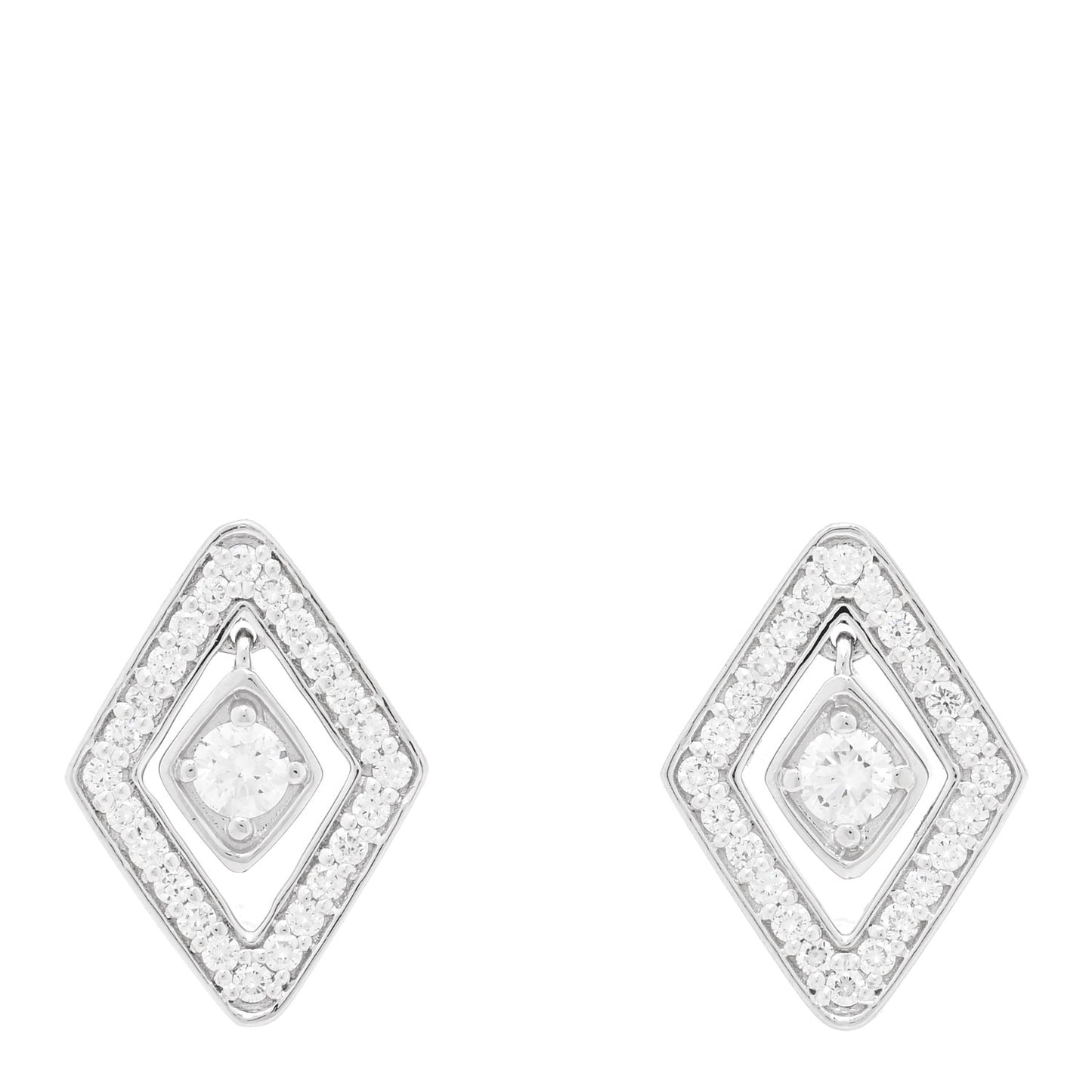 18K White Gold Diamond Diamante Earrings