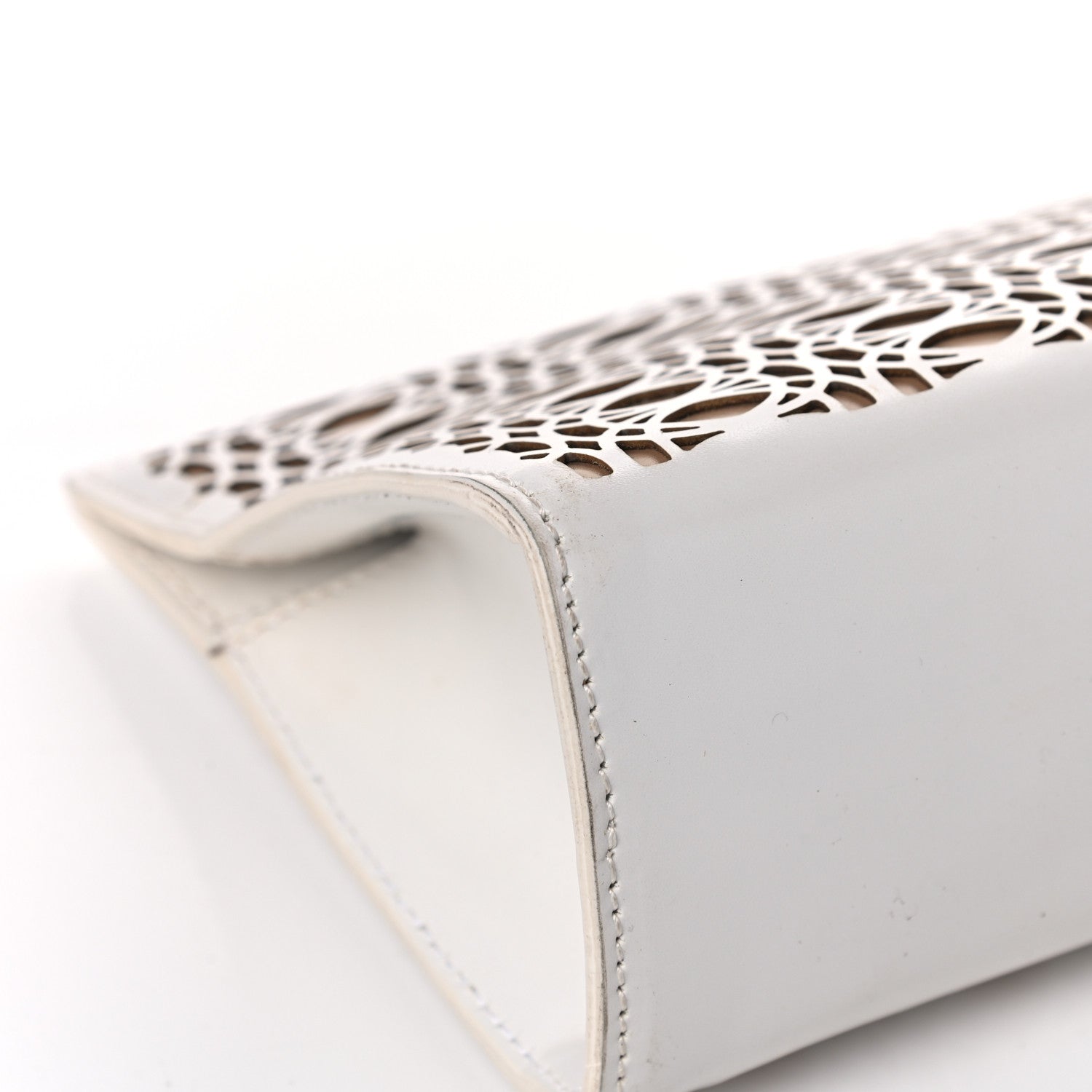 Alaia Calfskin Laser Cut Clutch White 7 of 15