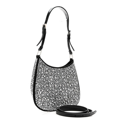 Prada Satin Crystal Cleo Adjustable Strap Shoulder Bag Metal 3 of 11