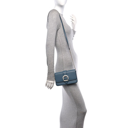 Jimmy Choo Calfskin Crystal Cheri Wallet on Chain Bag Blue 2 of 9