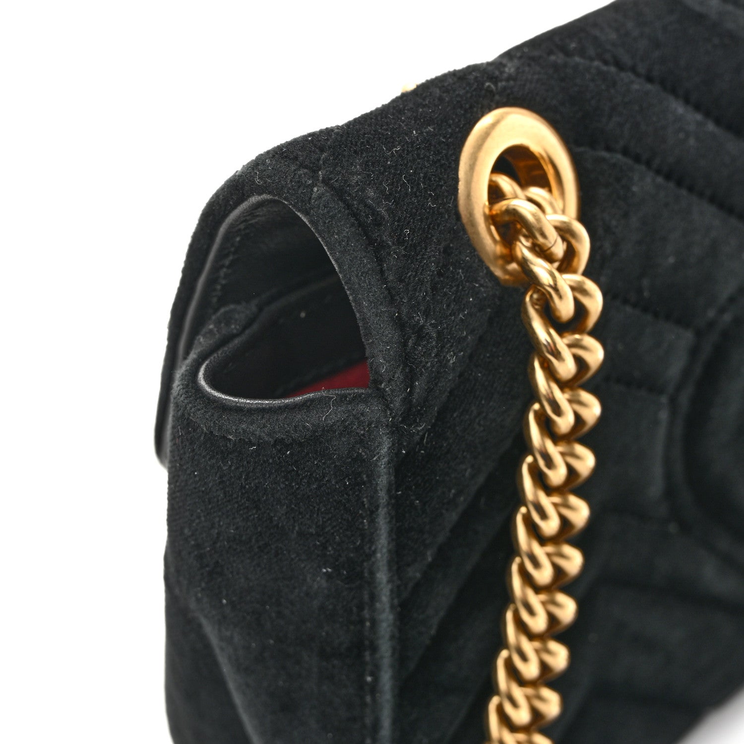 Gucci Velvet Matelasse Mini GG Marmont Shoulder Bag Black 12 of 14