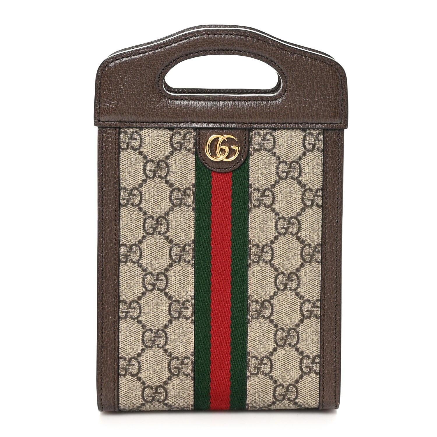Gucci GG Supreme Monogram Textured Dollar Calfskin Web Mini Ophidia Top Slip Handle Crossbody Bag Beige Ebony New Acero 1 of 10