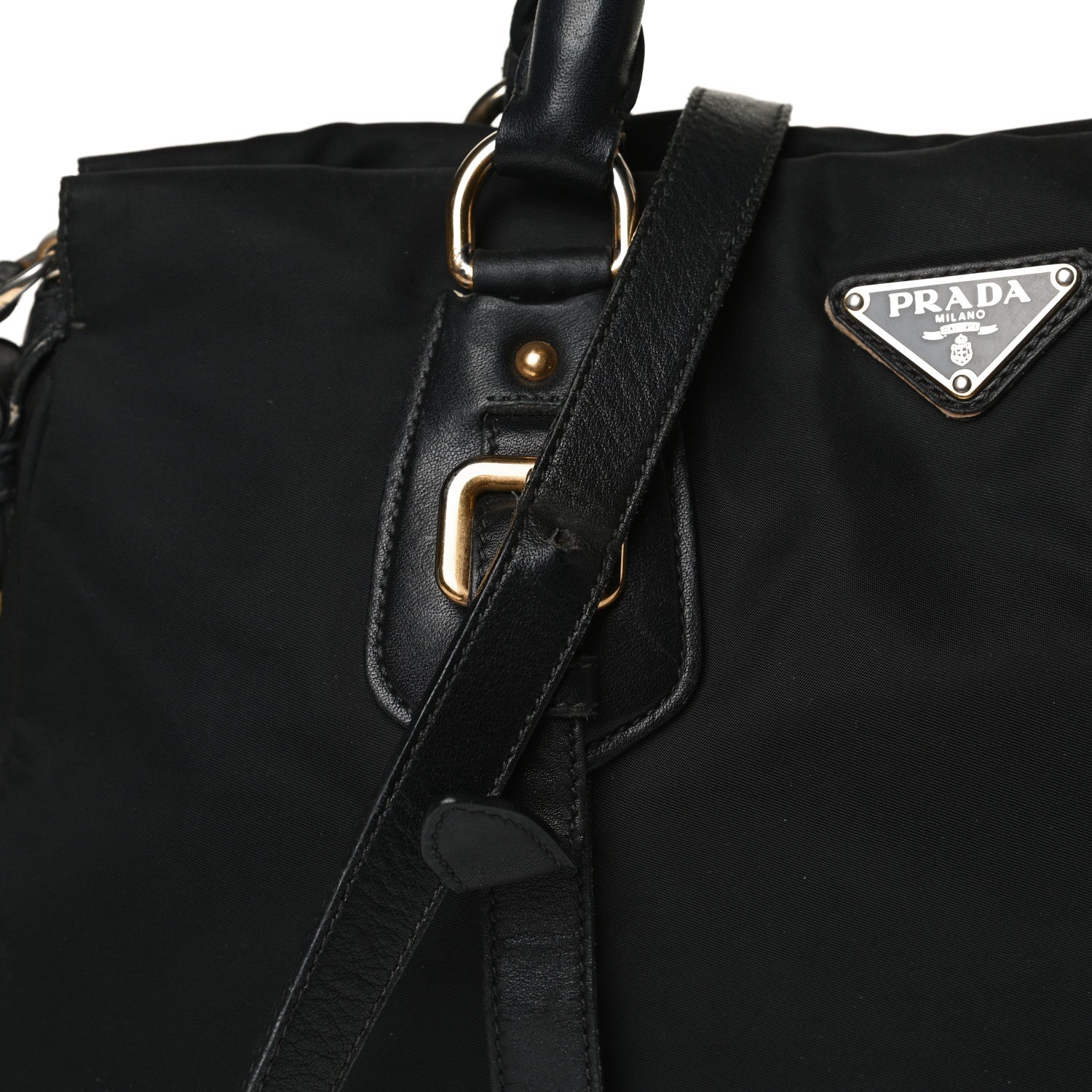 Prada Tessuto Nylon City Calfskin Shoulder Bag Black 12 of 21
