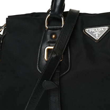 Prada Tessuto Nylon City Calfskin Shoulder Bag Black 12 of 21
