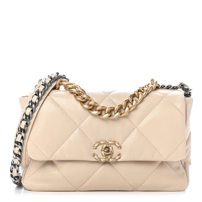 Chanel Goatskin Quilted Large Chanel 19 Flap Beige 1 of 9