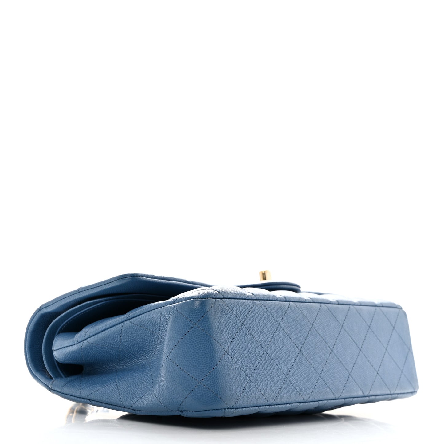 Caviar Quilted Medium Double Flap Blue