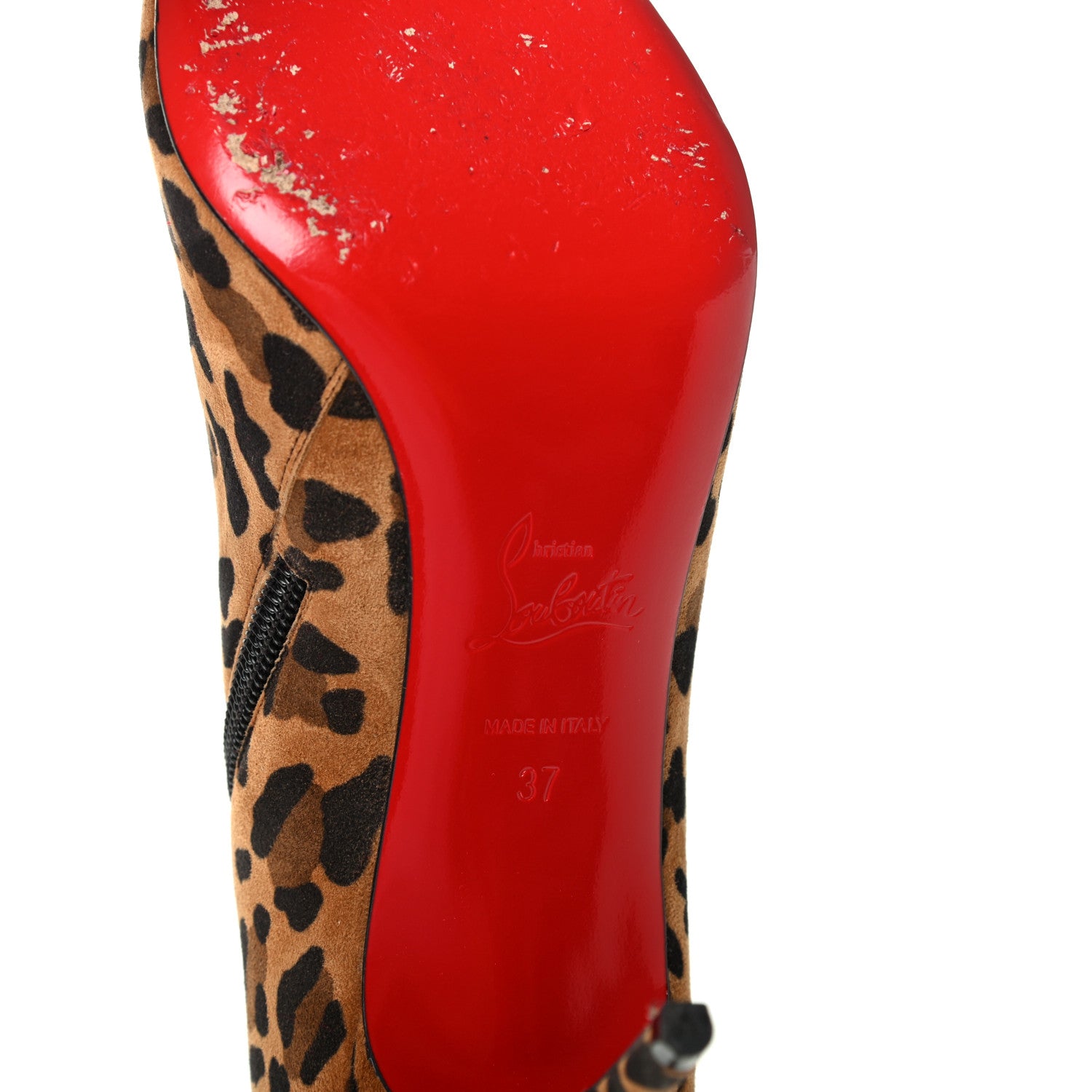 Christian Louboutin Veau Velours Leopard Print Eloise Booty 85 Ankle Boots 37 Caramel 6 of 7