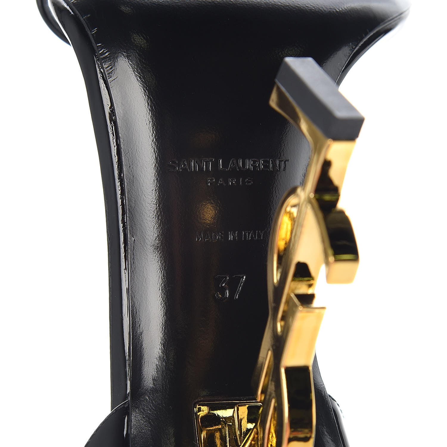 Saint Laurent Patent Opyum Sandals 37 Black 7 of 9