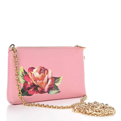 Dolce & Gabbana Grained Calfskin Painted Rose Crossbody Rosa 3 of 12