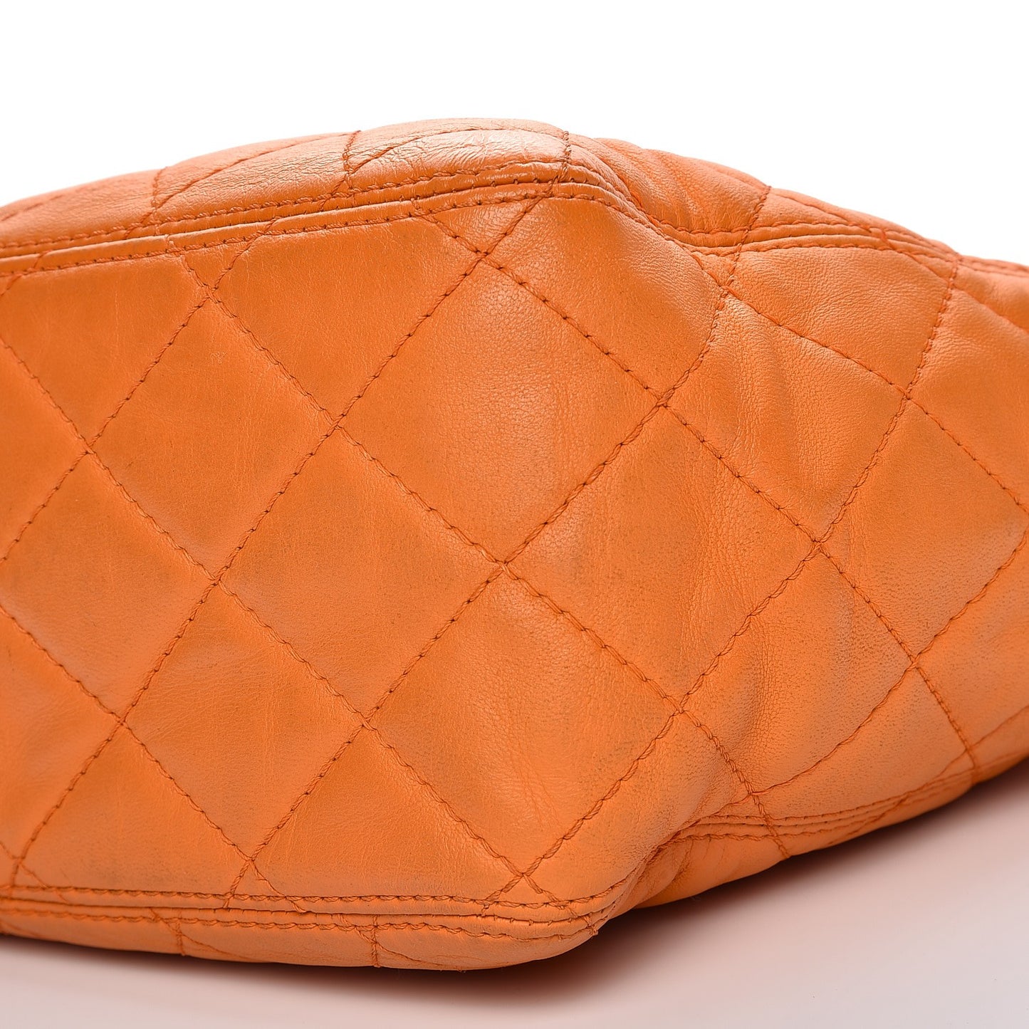Lambskin Tortoise Drawstring Tote Orange