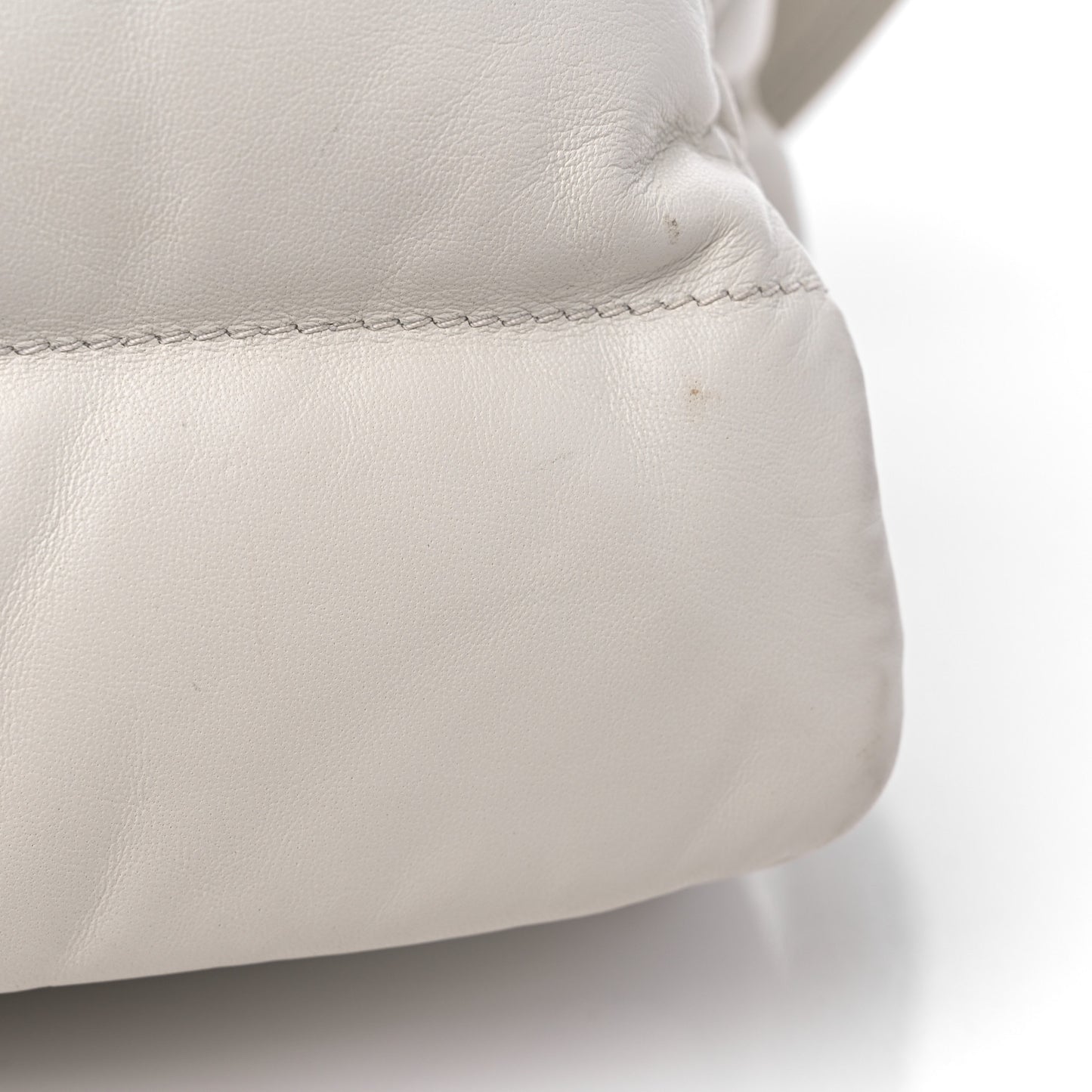 Nappa Soft Padded Logo Embossed Triangle Quilted Shoulder Bag White