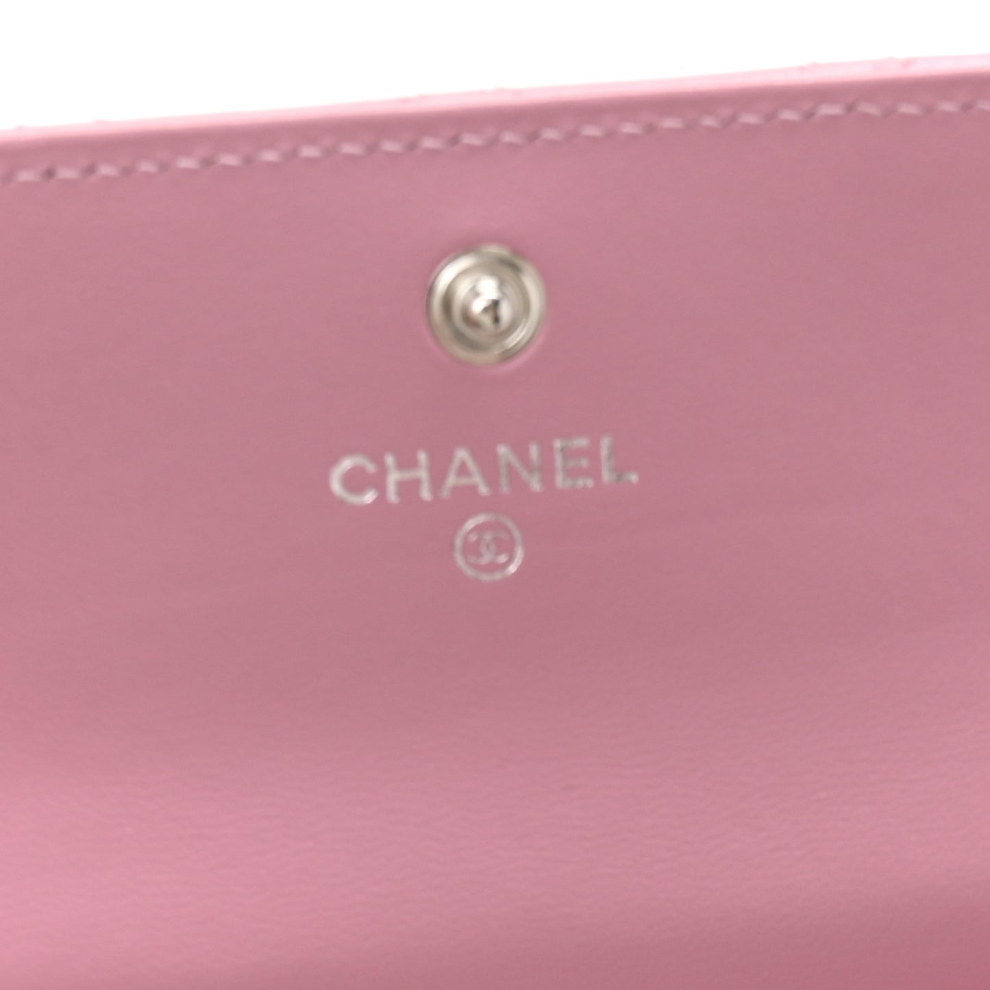 Lambskin Quilted Flap Crystal Star Card Holder Wallet Pink