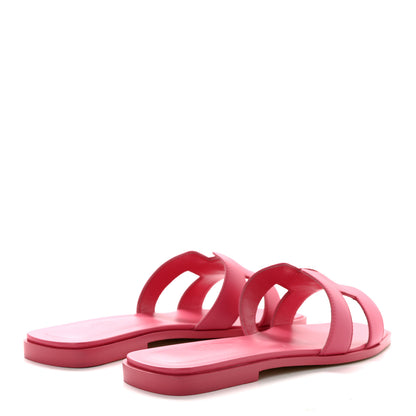 Hermes Box Calfskin Oran Sandals 40 Rose Boise 4 of 9