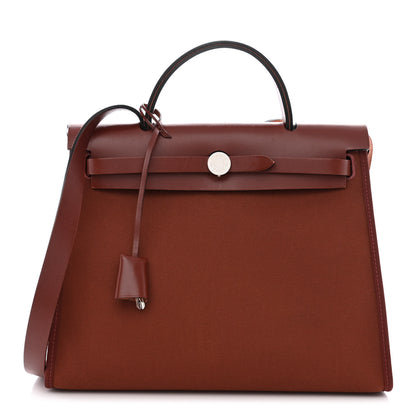 Hermes Military Toile Vache Hunter Herbag Zip 31 PM Rouge H 3 of 14