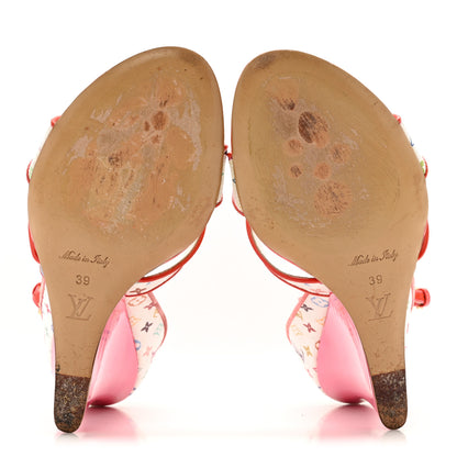 Louis Vuitton Monogram Multicolor Wedge Sandals 39 White Pink 13 of 28