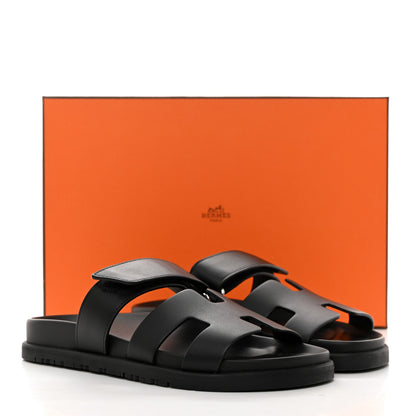 Hermes Calfskin Womens Chypre Sandals 36 Black 9 of 9