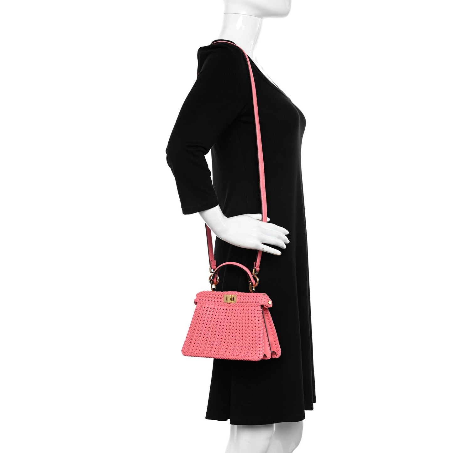Vitello King Shiny Nappa Intreccio Petite Peekaboo I SEE U Satchel Pink Dalia