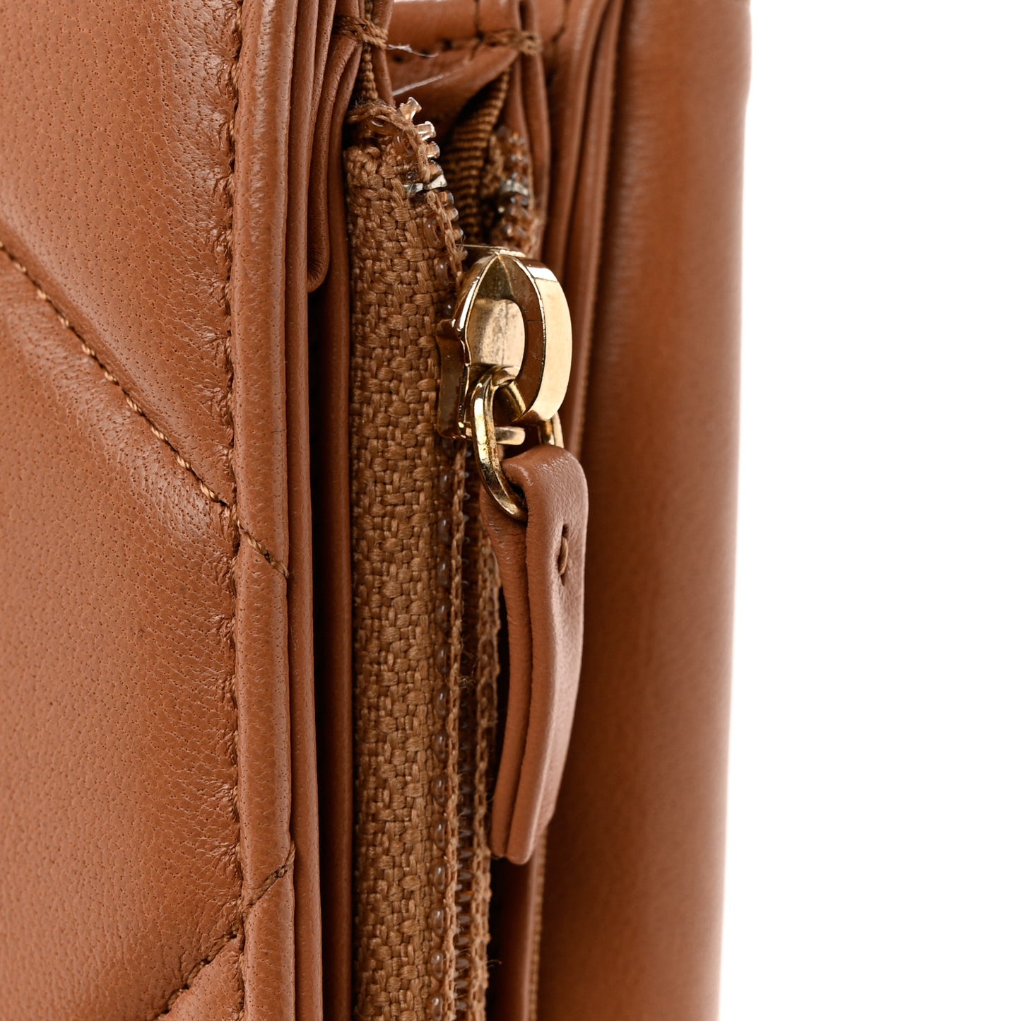 Lambskin Quilted Chanel 19 Flap Wallet Brown