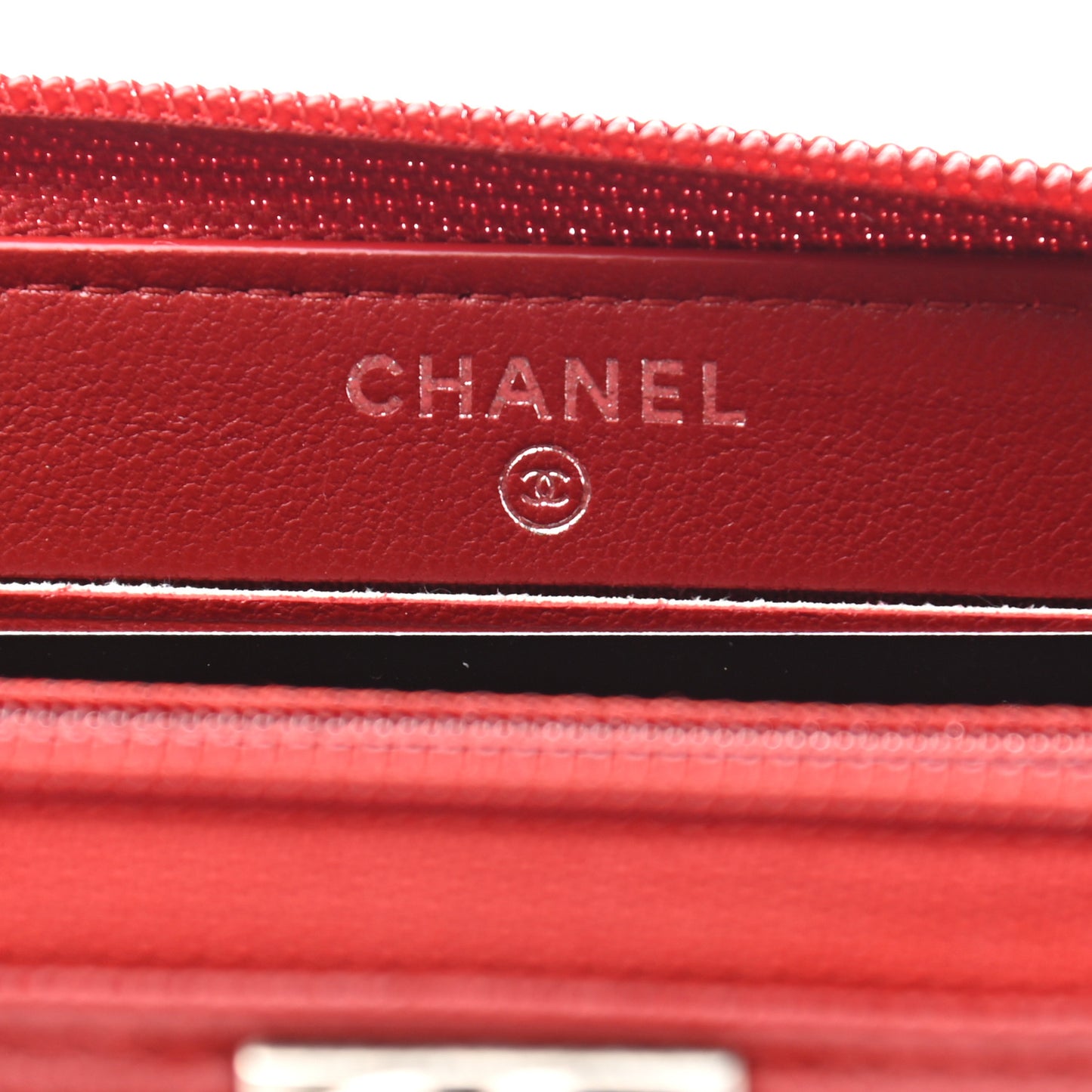 Caviar Quilted Small Boy Zip Around Wallet Dark Red