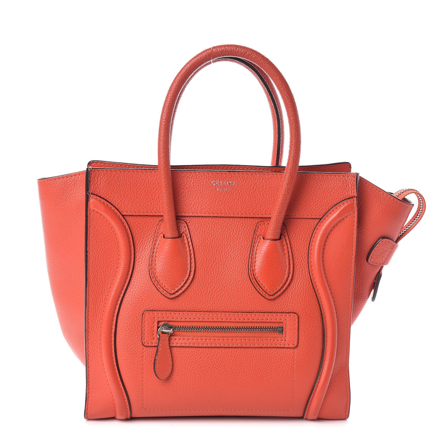 Celine Drummed Calfskin Micro Luggage Vermillion 1 of 10