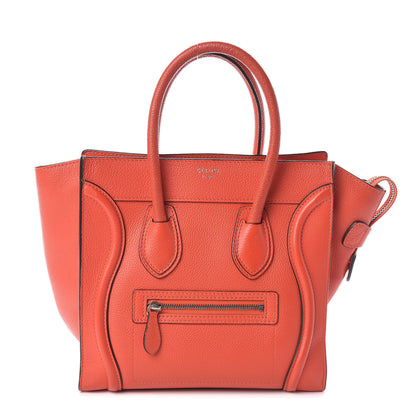Celine Drummed Calfskin Micro Luggage Vermillion 1 of 10
