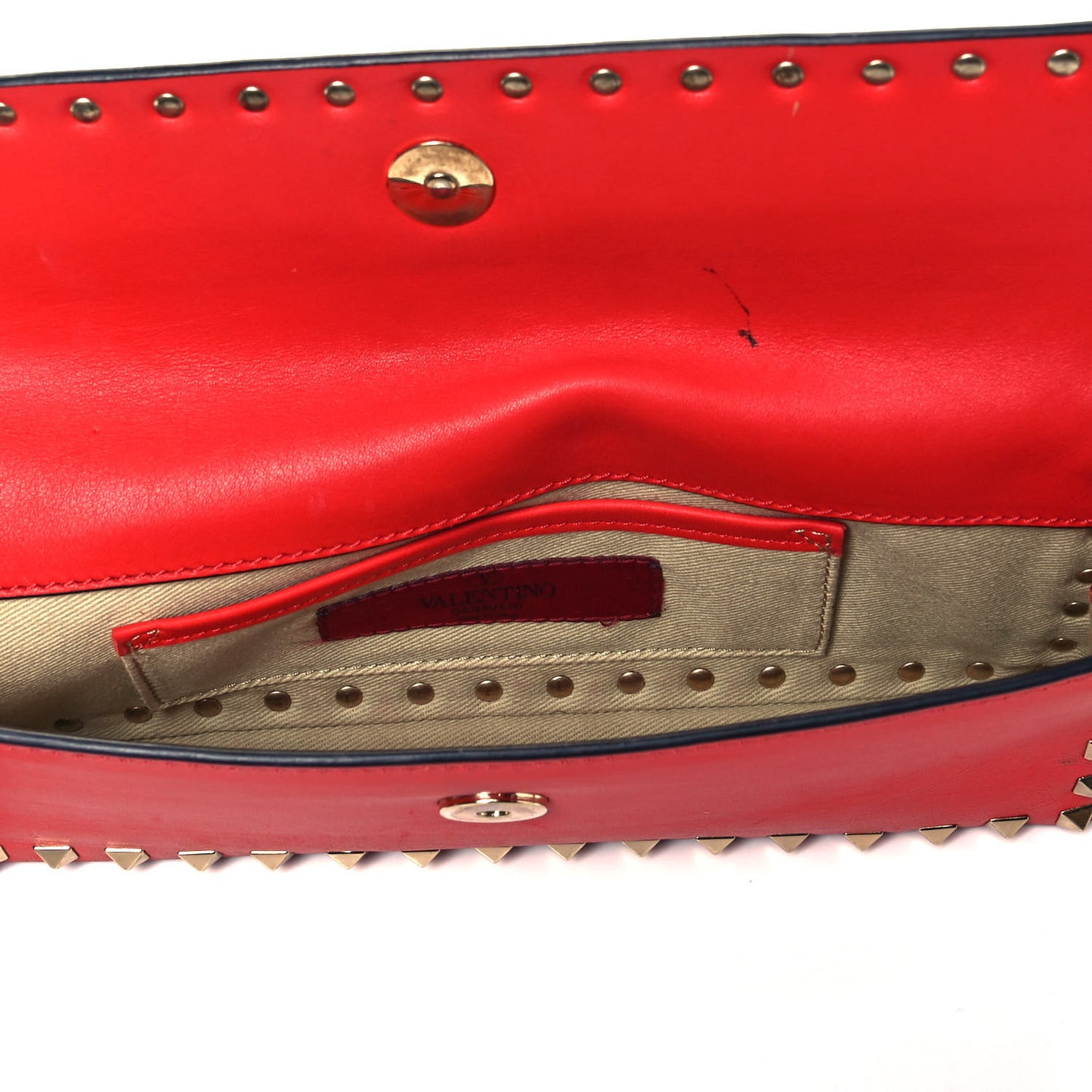Nappa Rockstud Bangle Clutch English Red