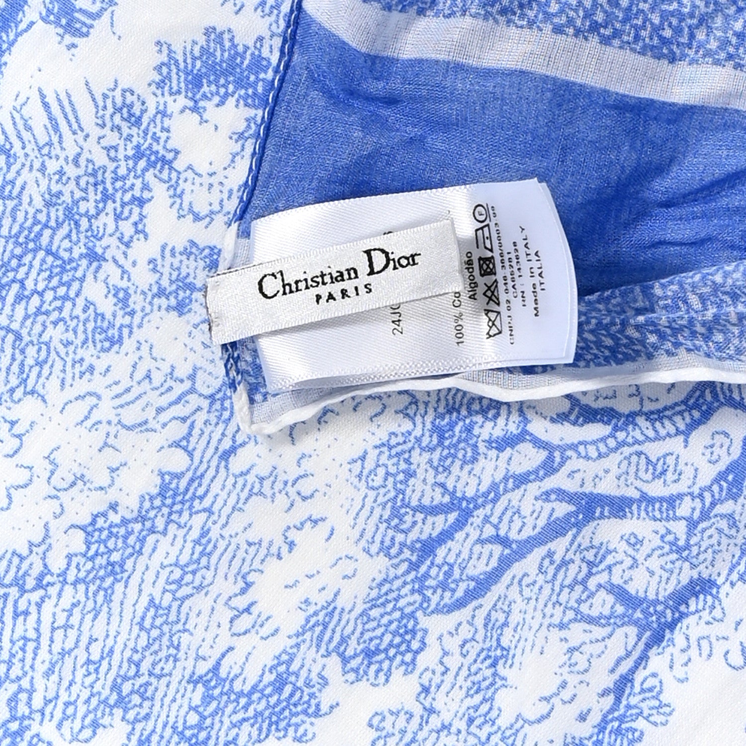 Christian Dior Cotton Fringe Dioriviera Toile De Jouy Sarong Blue 3 of 3