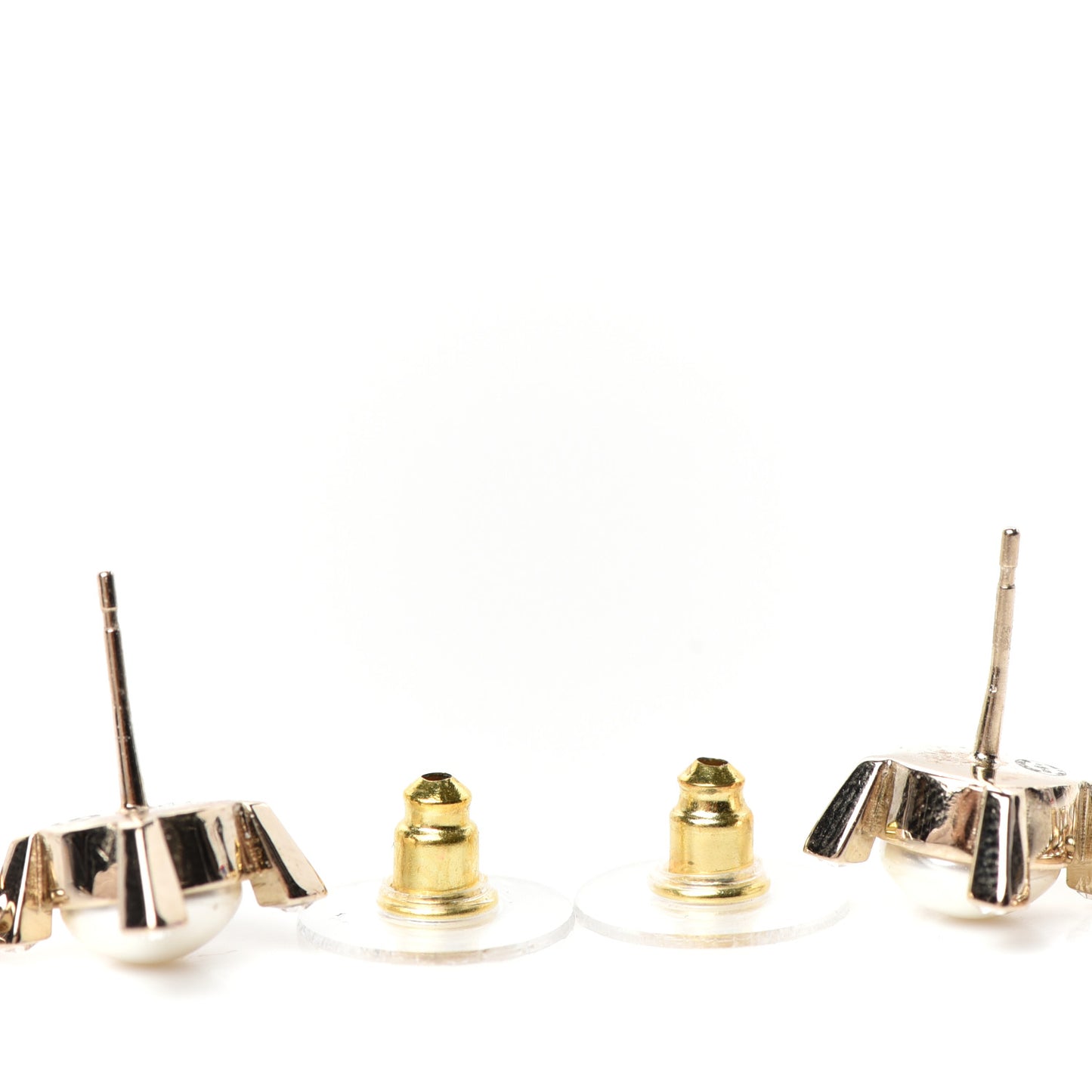 Crystal Pearl CC Drop Earrings Gold