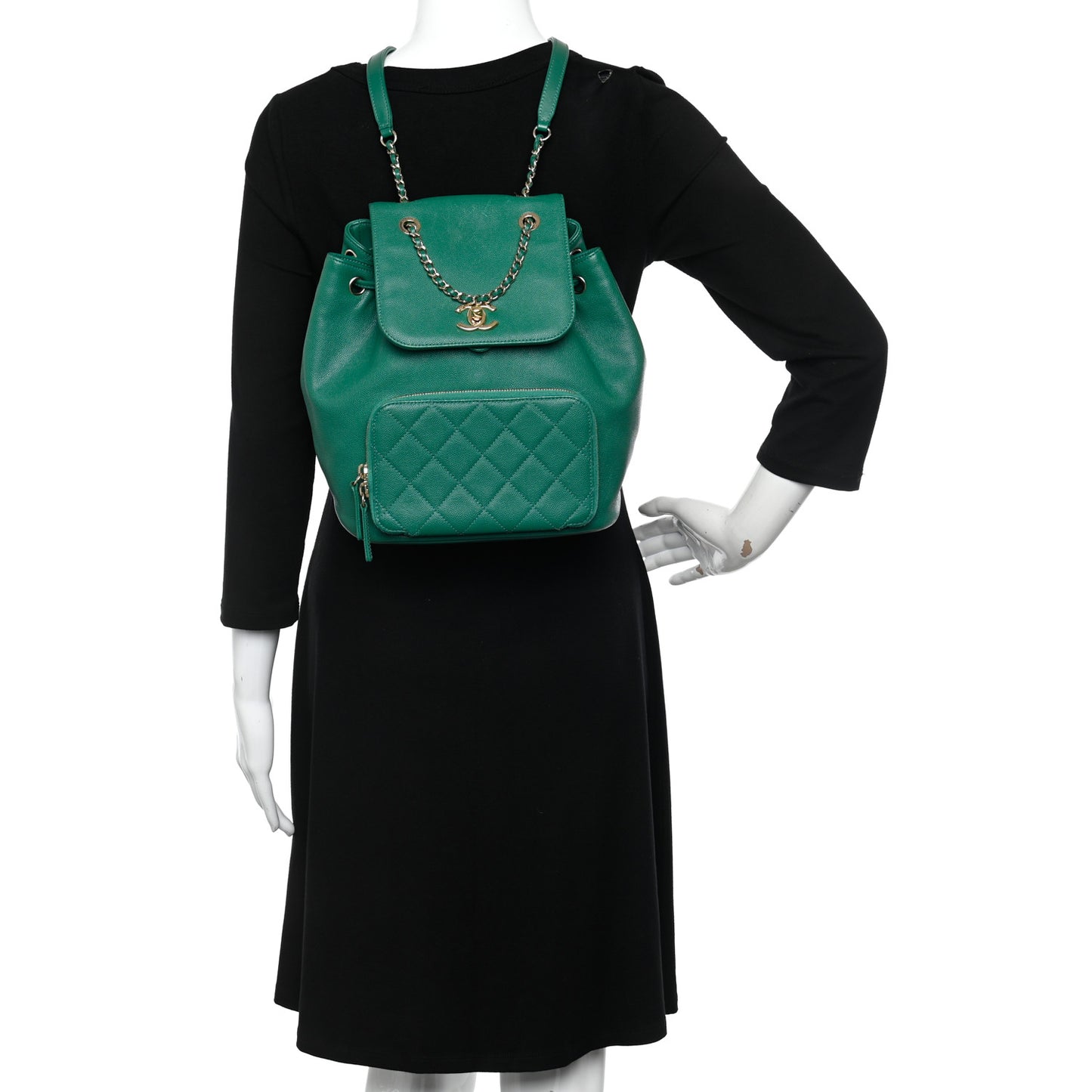 Caviar Quilted Business Affinity Backpack Green