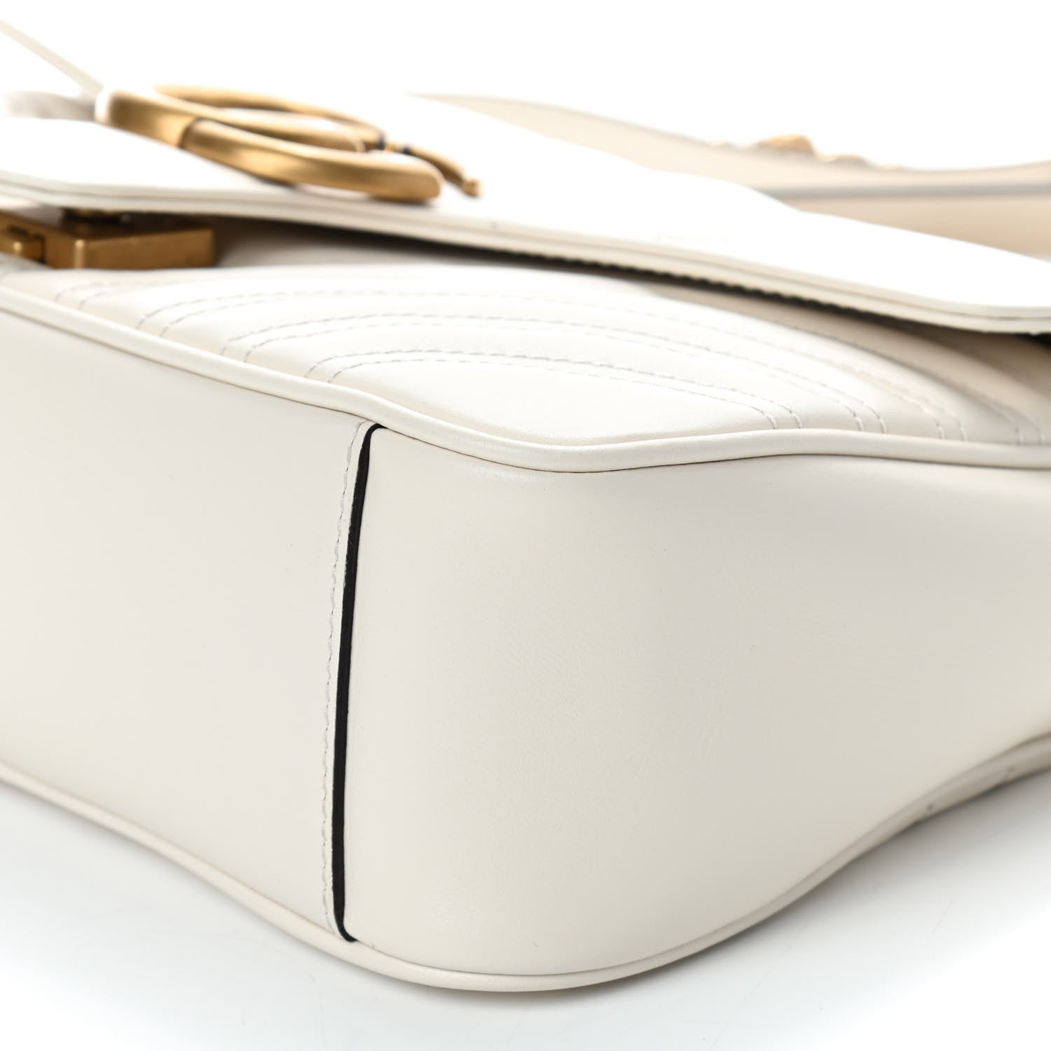 Gucci Calfskin Matelasse Small GG Marmont Shoulder Bag White 7 of 9