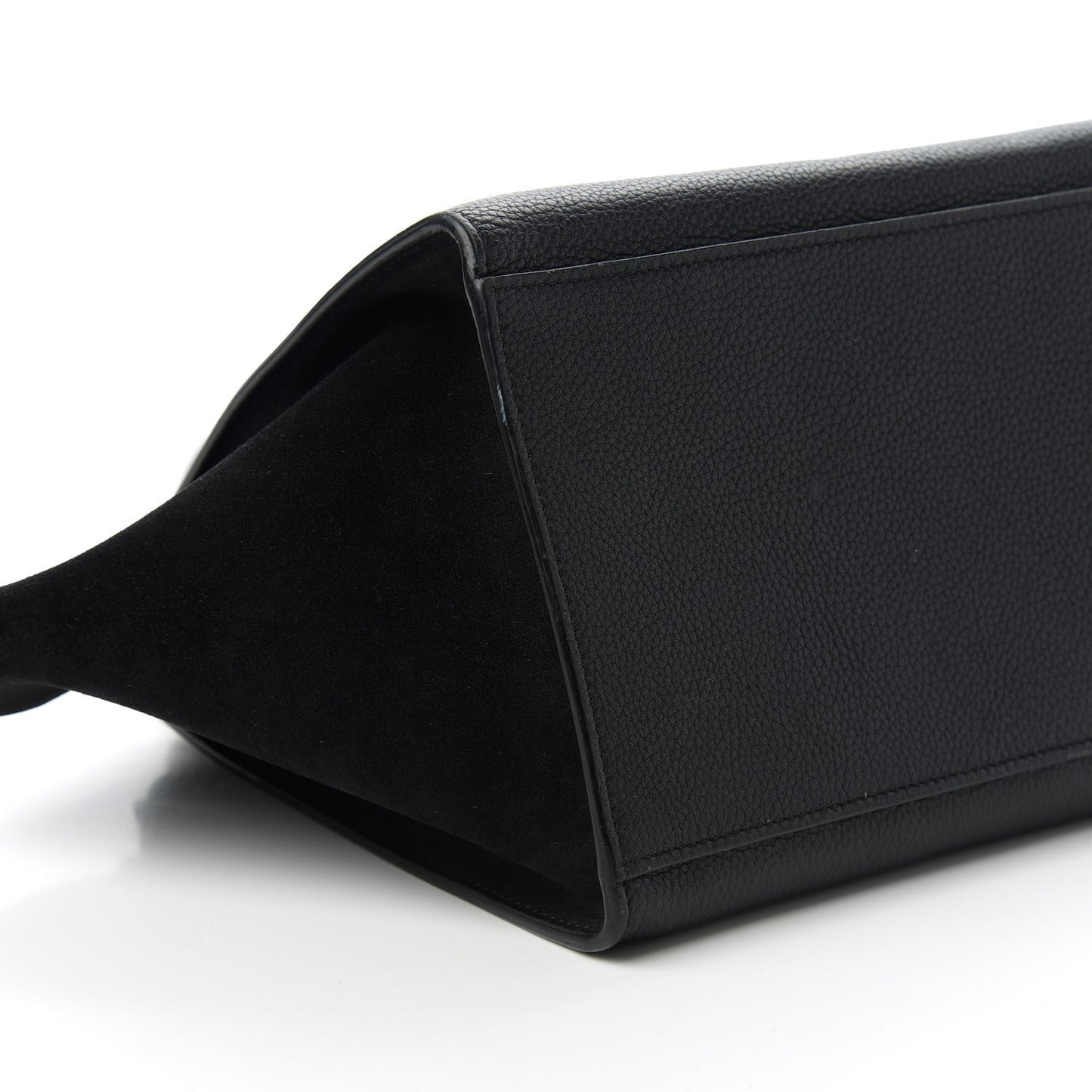 Drummed Calfskin Suede Small Trapeze Black