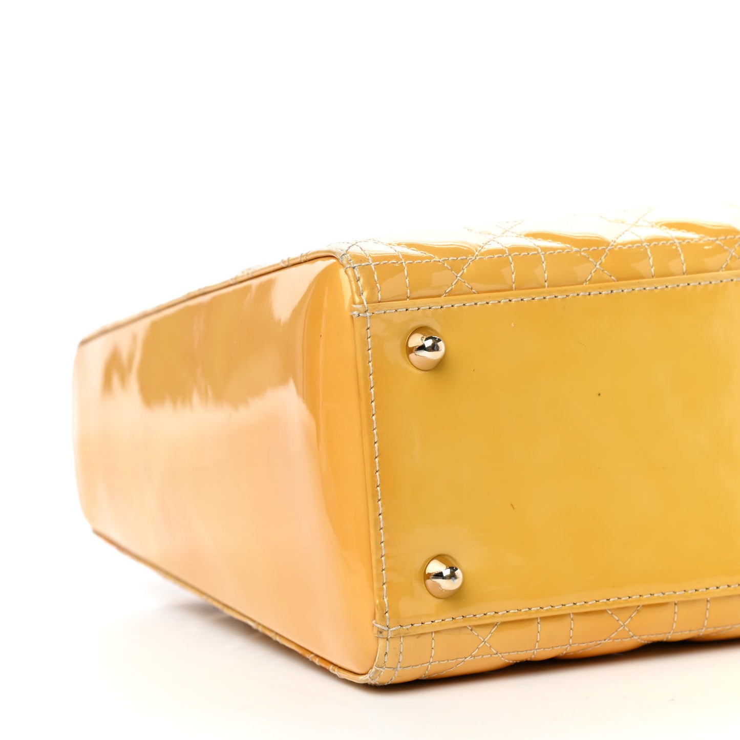 Patent Cannage Large Lady Dior Yellow