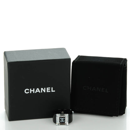 Chanel Rasin Crystal CC Square Charm Ring 7 Black 5 of 5