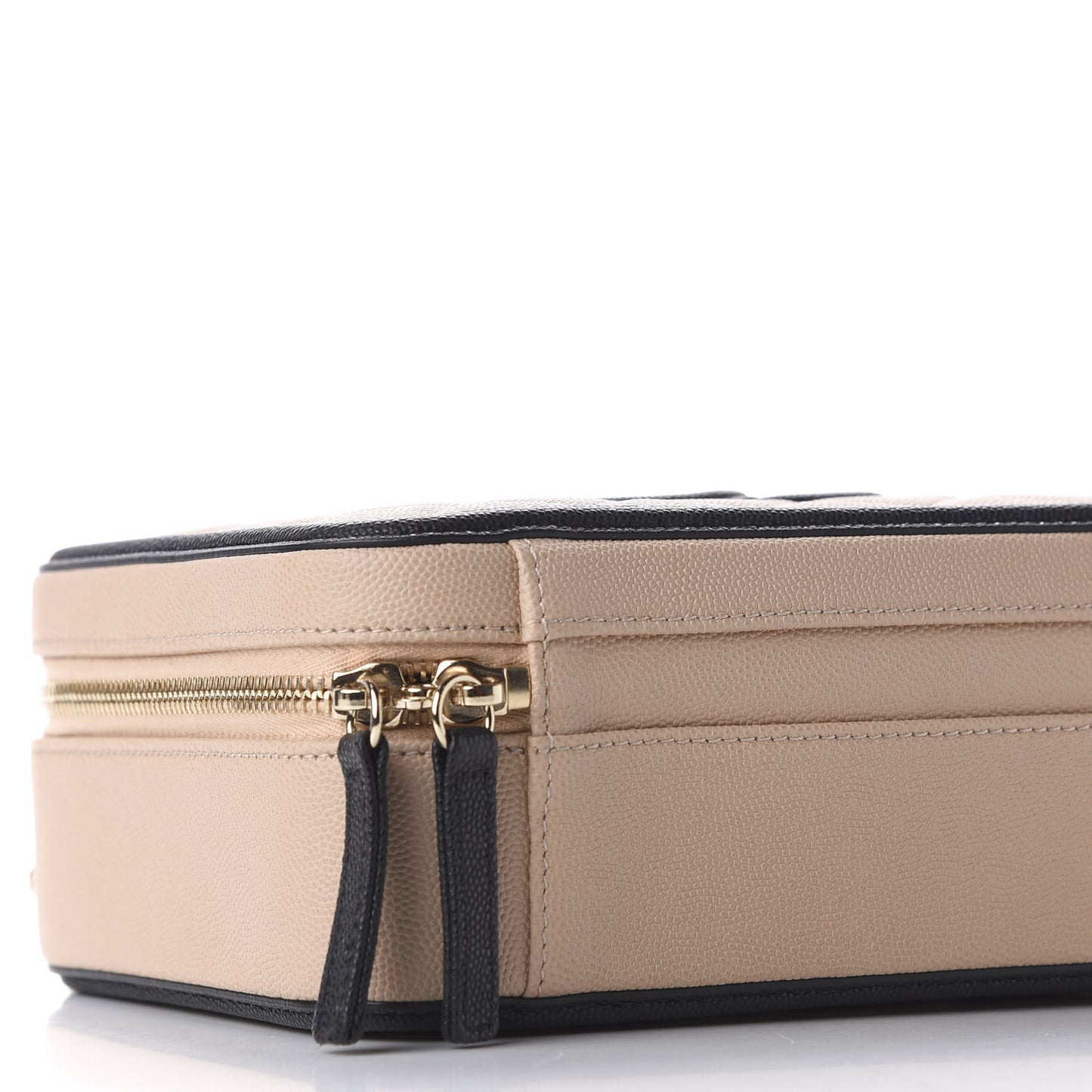 Caviar Quilted Medium CC Filigree Vanity Case Beige Black